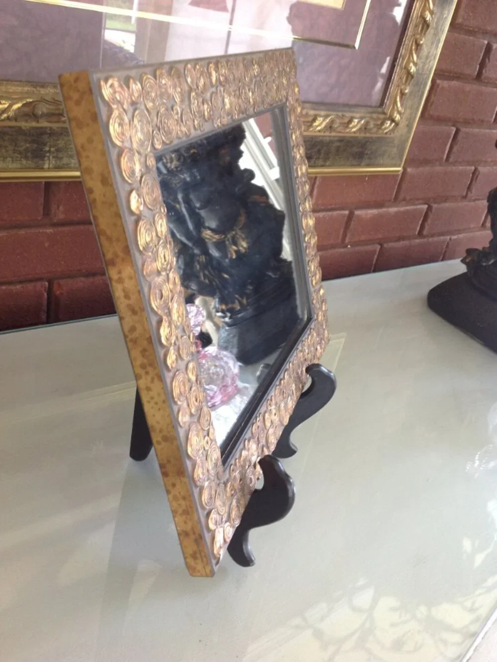 Vintage Decorative Mirror with Ornate Frame Black/Gold